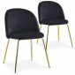 Lot de 2 Chaises Design en Velours "Lia" 79cm Noir|Chaise|Paris Prix
