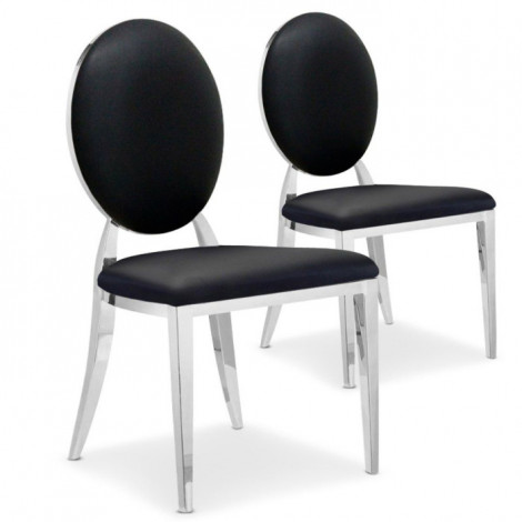 Lot de 2 Chaises Médaillon "Tatianna" 90cm Noir|Chaise|Paris Prix