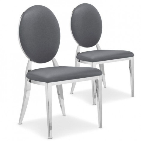 Lot de 2 Chaises Médaillon "Tatianna" 90cm Gris|Chaise|Paris Prix