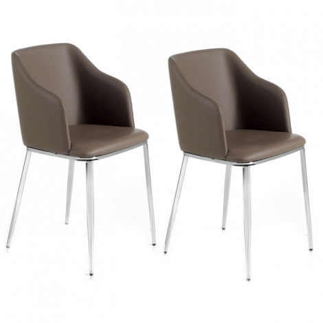 Lot de 2 Chaises Design "Alvaro" 79cm Taupe|Chaise|Paris Prix