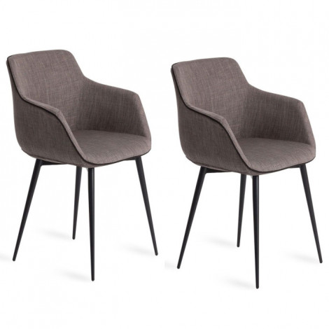 Lot de 2 Chaises Design en Tissu "Célia" 77cm Gris|Chaise|Paris Prix