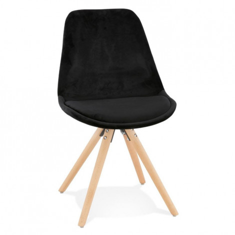 Chaise Vintage en Velours "Marty" 84cm Noir & Naturel|Chaise|Paris Prix