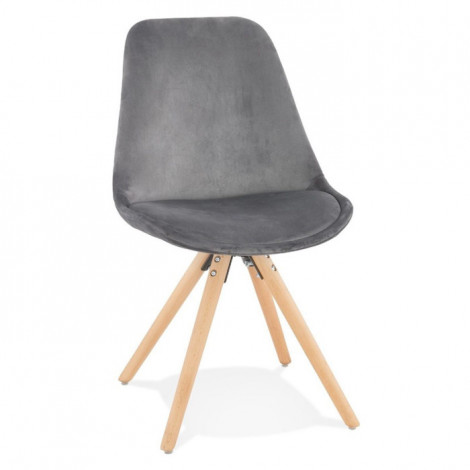Chaise Vintage en Velours "Marty" 84cm Gris|Chaise|Paris Prix