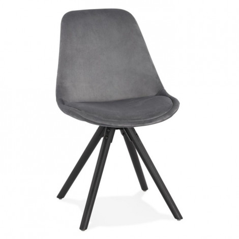 Chaise Vintage en Velours "Marty" 84cm Gris & Noir|Chaise|Paris Prix