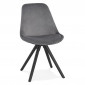 Chaise Vintage en Velours "Marty" 84cm Gris & Noir|Chaise|Paris Prix