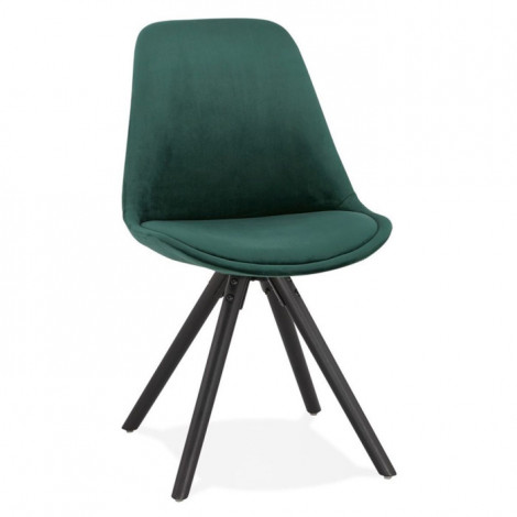 Chaise Vintage en Velours "Marty" 84cm Vert & Noir|Chaise|Paris Prix