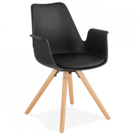 Chaise Design avec Accoudoirs "Zayven" 82cm Noir & Naturel|Chaise|Paris Prix