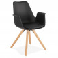Chaise Design avec Accoudoirs "Zayven" 82cm Noir & Naturel|Chaise|Paris Prix