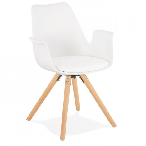 Chaise Design avec Accoudoirs "Zayven" 82cm Blanc & Naturel|Chaise|Paris Prix