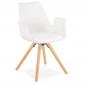 Chaise Design avec Accoudoirs "Zayven" 82cm Blanc & Naturel|Chaise|Paris Prix