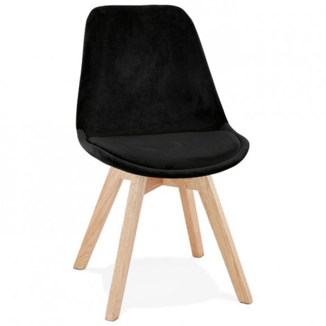 Chaise Design Velours & Bois "Pady" 85cm Noir & Naturel|Chaise|Paris Prix