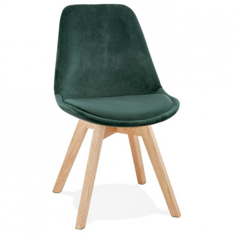 Chaise Design Velours & Bois "Pady" 85cm Vert & Naturel|Chaise|Paris Prix
