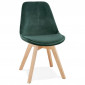 Chaise Design Velours & Bois "Pady" 85cm Vert & Naturel|Chaise|Paris Prix
