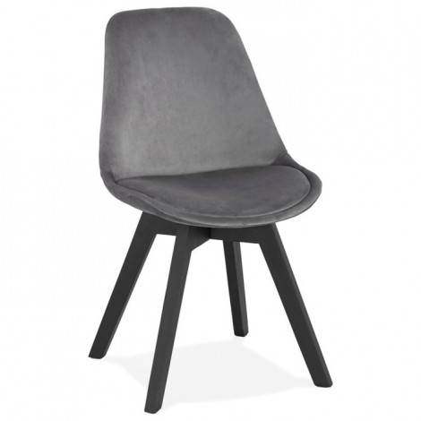Chaise Design Velours & Bois "Pady" 85cm Gris & Noir|Chaise|Paris Prix