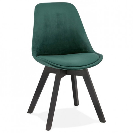Chaise Design Velours & Bois "Pady" 85cm Vert & Noir|Chaise|Paris Prix