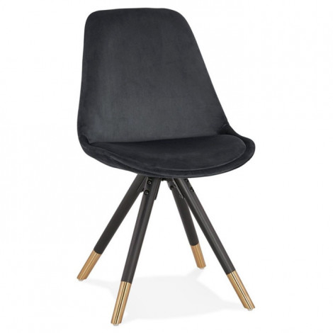 Chaise Vintage Velours & Bois "Kili" 83cm Noir|Chaise|Paris Prix