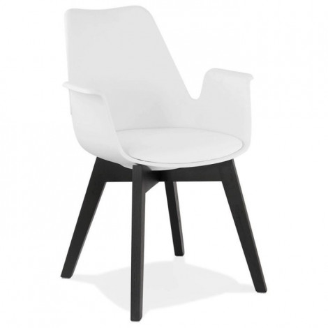 Chaise Design avec Accoudoirs "Baum" 82cm Blanc & Noir|Chaise|Paris Prix