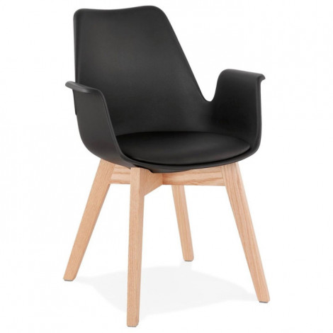 Chaise Design avec Accoudoirs "Baum" 82cm Noir & Naturel|Chaise|Paris Prix