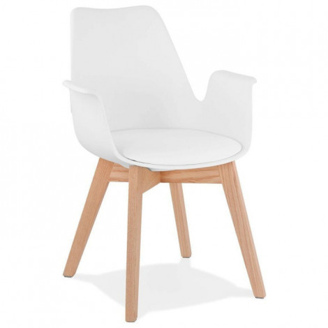 Chaise Design avec Accoudoirs "Baum" 82cm Blanc & Naturel|Chaise|Paris Prix