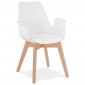 Chaise Design avec Accoudoirs "Baum" 82cm Blanc & Naturel|Chaise|Paris Prix