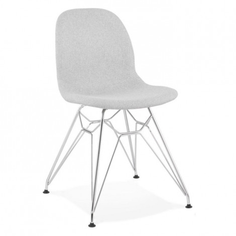 Chaise Design Tissu "Quebec" 83cm Gris & Chromé|Chaise|Paris Prix