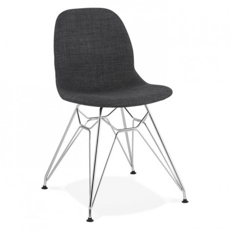 Chaise Design Tissu "Sandes" 83cm Gris & Chromé|Chaise|Paris Prix