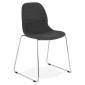 Chaise Design en Tissu "Sluna" 85cm Gris Foncé & Chromé|Chaise|Paris Prix