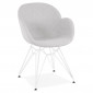Chaise Design en Tissu "Lotal" 85cm Gris & Blanc|Chaise|Paris Prix