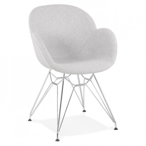 Chaise Design Tissu "Gamo" 85cm Gris & Chromé|Chaise|Paris Prix