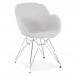 Chaise Design Tissu "Gamo" 85cm Gris & Chromé|Chaise|Paris Prix