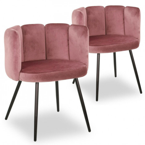 Lot de 2 Chaises Design Velours "Agal" 75cm Rose|Chaise|Paris Prix