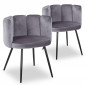 Lot de 2 Chaises Design Velours "Agal" 75cm Gris|Chaise|Paris Prix