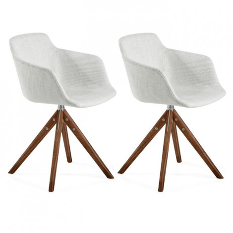 Lot de 2 Chaises Pivotantes "Ursula" 81cm Beige & Naturel|Chaise|Paris Prix