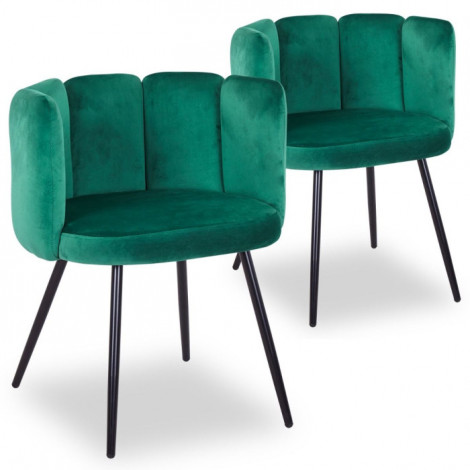 Lot de 2 Chaises Design Velours "Agal" 75cm Vert|Chaise|Paris Prix