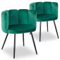 Lot de 2 Chaises Design Velours "Agal" 75cm Vert|Chaise|Paris Prix