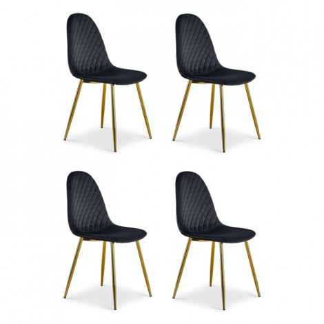 Lot de 4 Chaises en Velours "Waynor" 87cm Noir|Chaise|Paris Prix