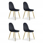 Lot de 4 Chaises en Velours "Waynor" 87cm Noir|Chaise|Paris Prix