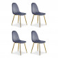 Lot de 4 Chaises en Velours "Waynor" 87cm Argent|Chaise|Paris Prix
