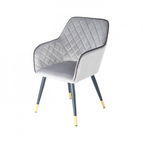 Chaise Déco en Velours "Amino" 86cm Gris & Noir|Chaise|Paris Prix