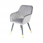 Chaise Déco en Velours "Amino" 86cm Gris & Noir|Chaise|Paris Prix
