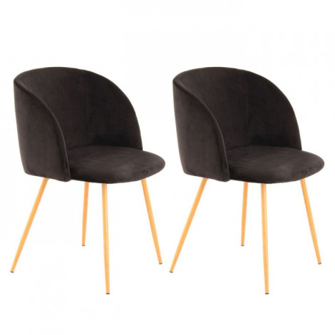 Lot de 2 Chaises en Velours "Celina" 84 cm Noir|Chaise|Paris Prix