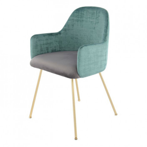 Chaise Déco en Velours "Richard" 85cm Vert & Gris|Chaise|Paris Prix