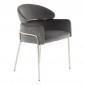 Chaise Design en Velours "Corey" 79cm Gris & Argent|Chaise|Paris Prix