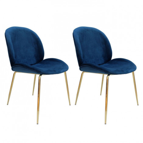 Lot de 2 Chaises Design "Charlize" 90cm Bleu & Or|Chaise|Paris Prix
