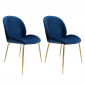 Lot de 2 Chaises Design "Charlize" 90cm Bleu & Or|Chaise|Paris Prix