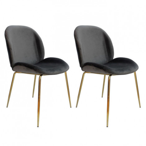 Lot de 2 Chaises Design "Charlize" 90cm Gris & Or|Chaise|Paris Prix