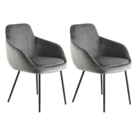 Lot de 2 Chaises en Velours "Cobain" 81cm Gris|Chaise|Paris Prix