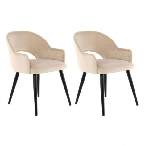 Lot de 2 Chaises en Velours "Joris" 77cm Champagne|Chaise|Paris Prix