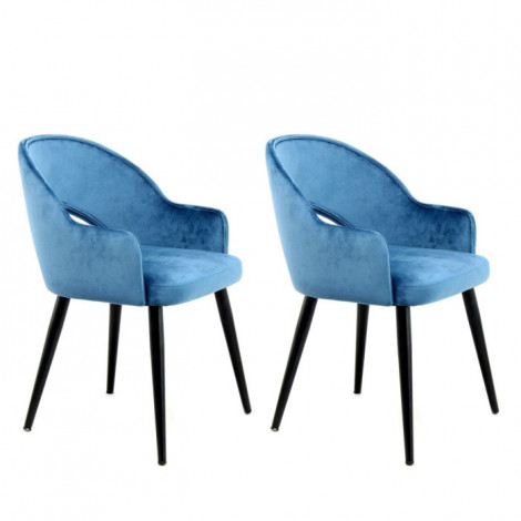 Lot de 2 Chaises en Velours "Joris" 77cm Bleu|Chaise|Paris Prix