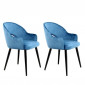 Lot de 2 Chaises en Velours "Joris" 77cm Bleu|Chaise|Paris Prix